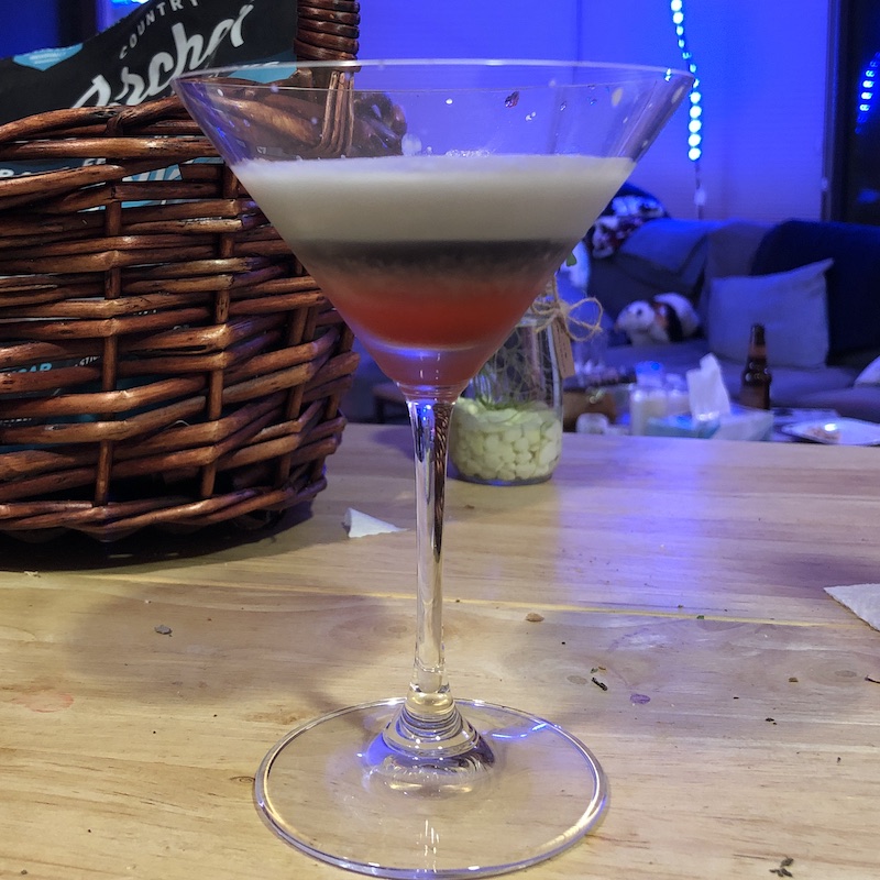 cocktail with red, white and blue layers